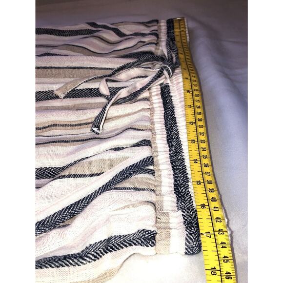 Marissa Olivia Linen Blend Stripe Boho Beach Pants Elastic Waist Pockets Size PL - Picture 6 of 9